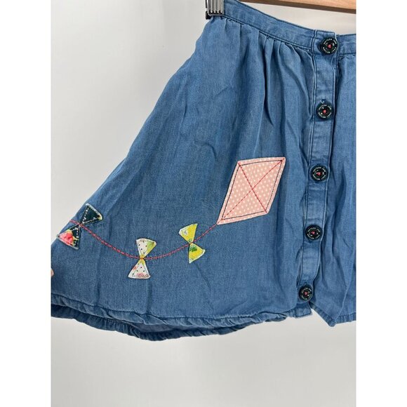 Matilda Jane Girls 8 Fly A Kite Skirt Chambray Pull On Button Front Whimsical - Picture 8 of 10